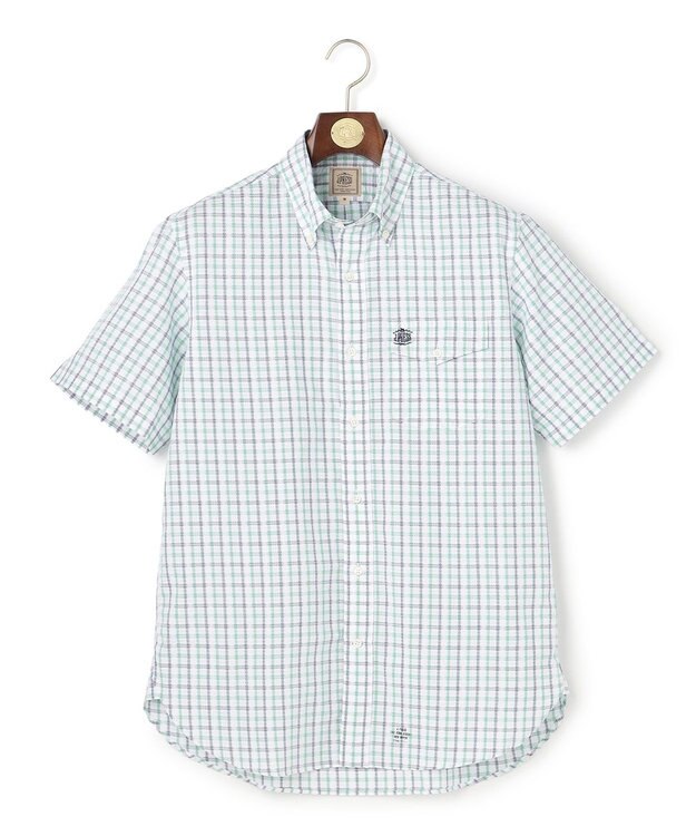 J.PRESS MEN 【Aero Weave】クールマックスサッカー チェック シャツ / B.D. グリーン系3