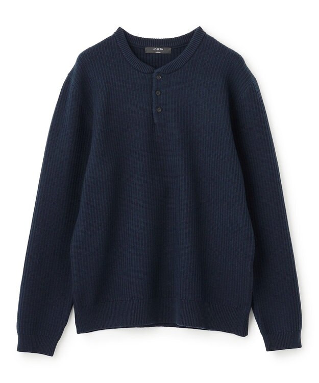JOSEPH HOMME エアリーシープコットン / ヘンリーネックニット ネイビー系