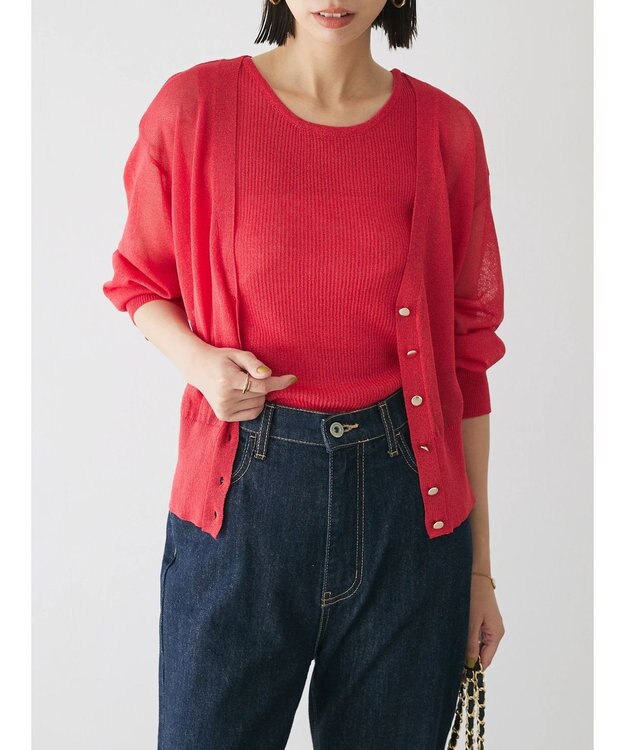 Green Parks シアーカーディガン＋タンクトップＳＥＴ Red