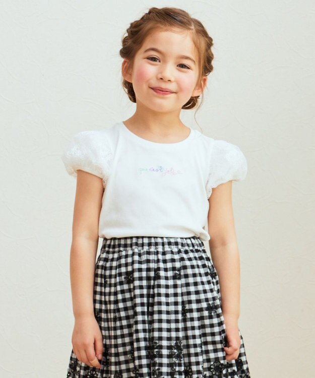 ANY KIDS 袖 チュール Ｔシャツ エクリュ