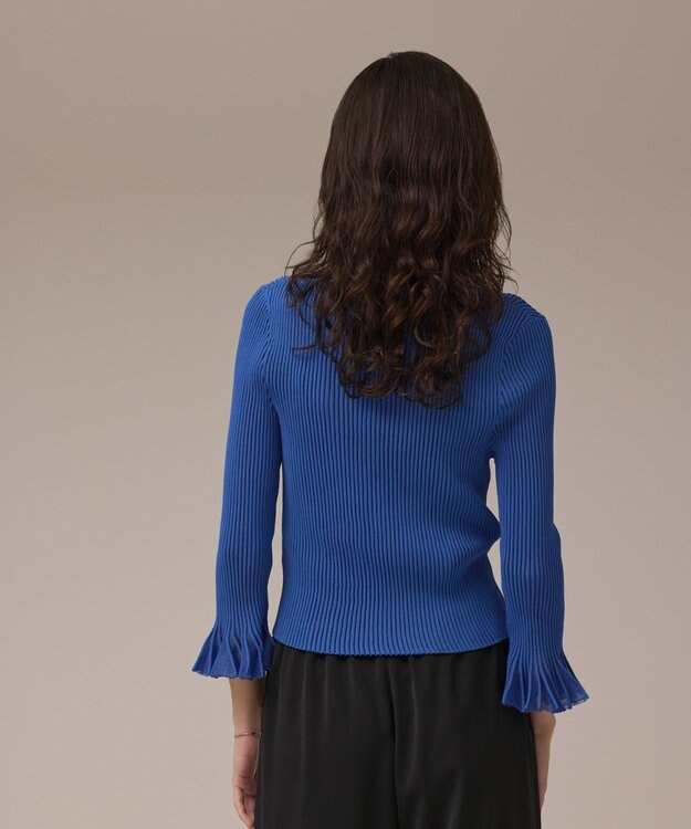 GRACE CONTINENTAL シアーフリルニットカーディガン ブルー