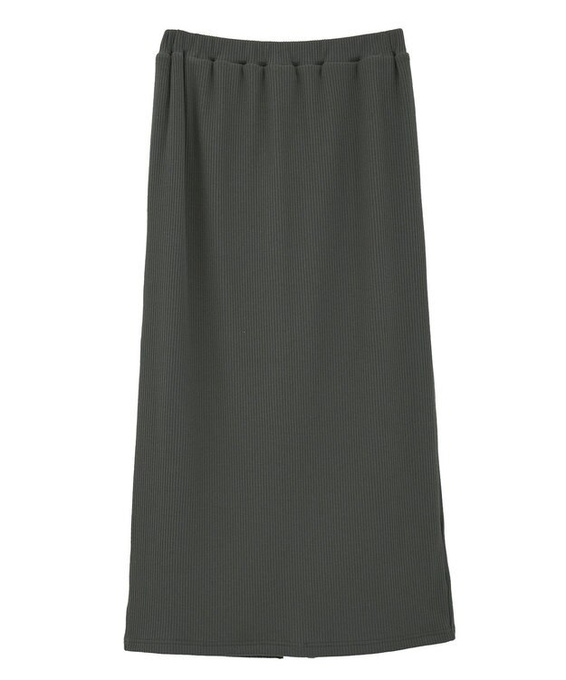 earth music&ecology 【コットン混】カットリブナロースカート Charcoal Gray