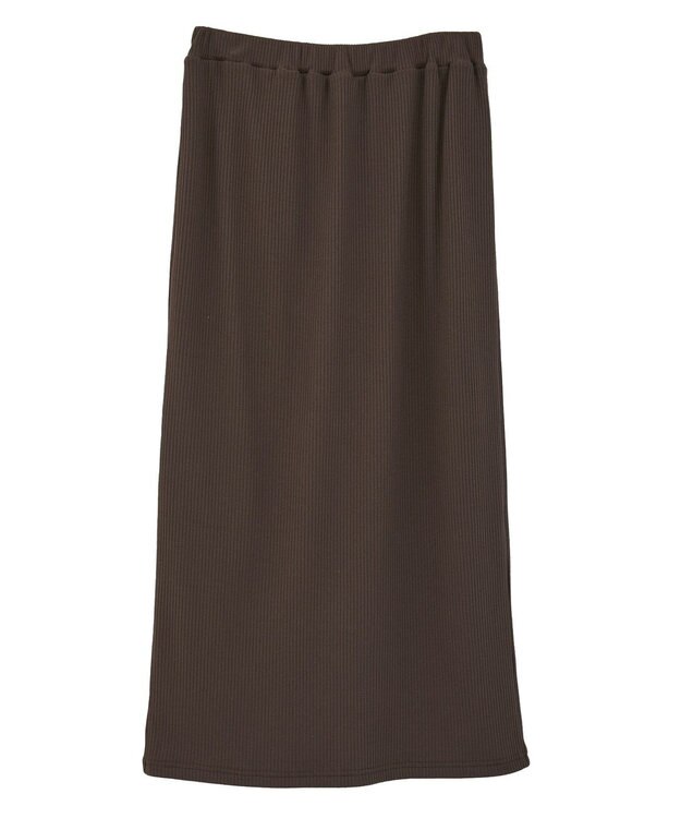 earth music&ecology 【コットン混】カットリブナロースカート Brown