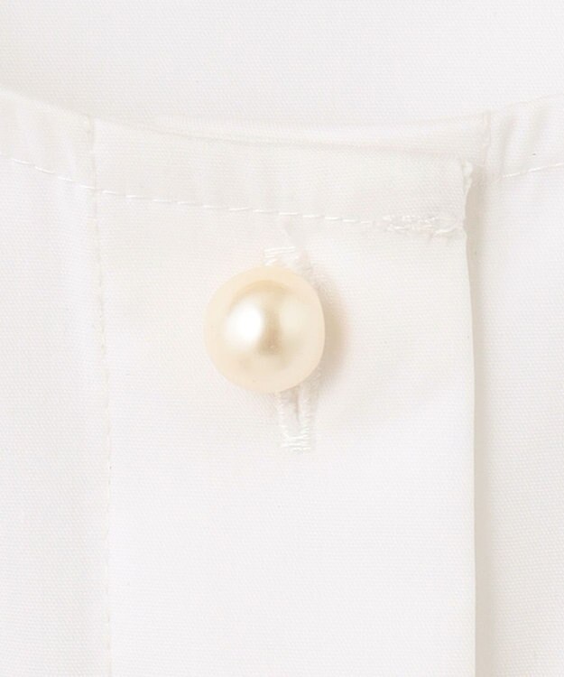 組曲 【洗える】C/Nyブロードノーカラー シャツ アイボリー系