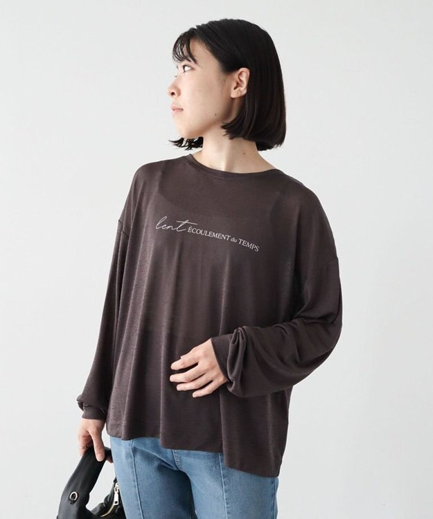 Green Parks シアーロゴ長袖プルオーバー Charcoal Gray