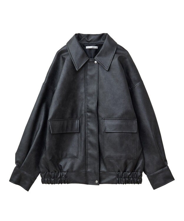 Green Parks ・ＥＬＥＮＣＡＲＥ　ＤＵＥ　合皮ステンカラーブルゾ Black