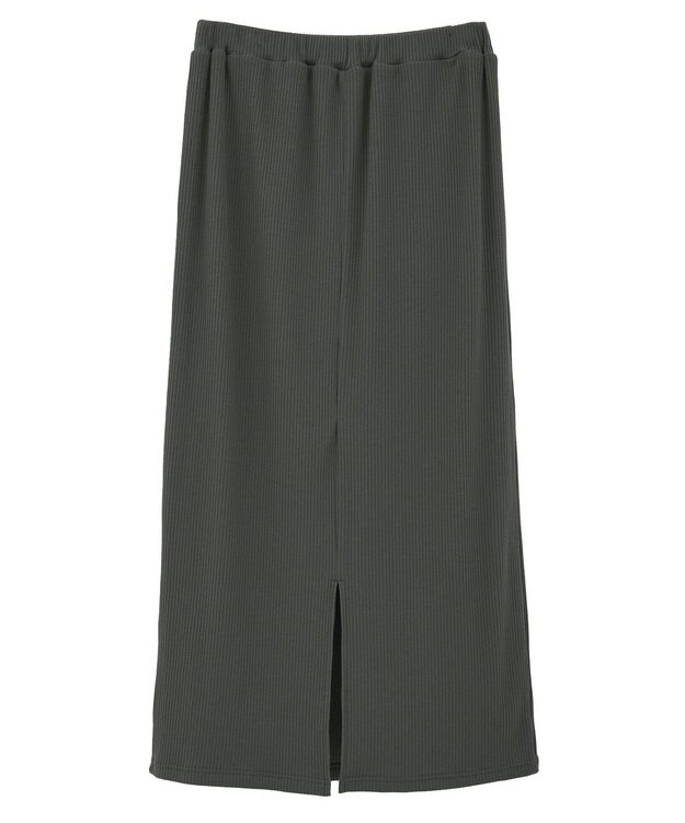 earth music&ecology 【コットン混】カットリブナロースカート Charcoal Gray