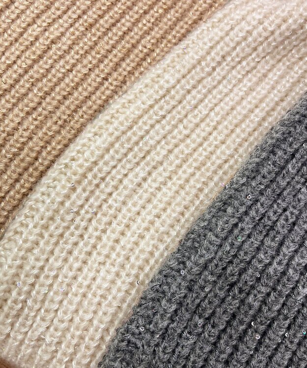 23区 L 【洗える】スパンコールバルキー クロップド ニット ベージュ系