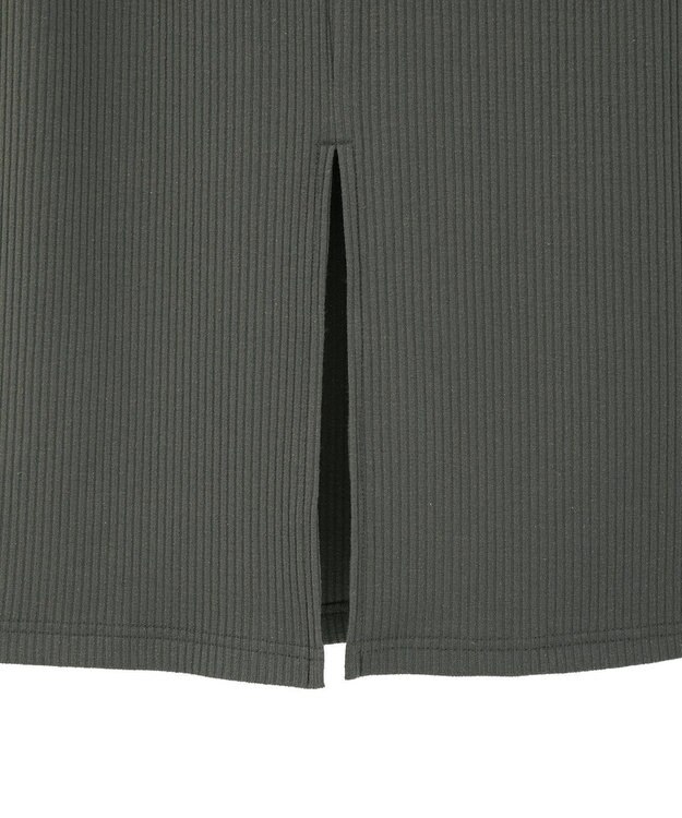 earth music&ecology 【コットン混】カットリブナロースカート Charcoal Gray