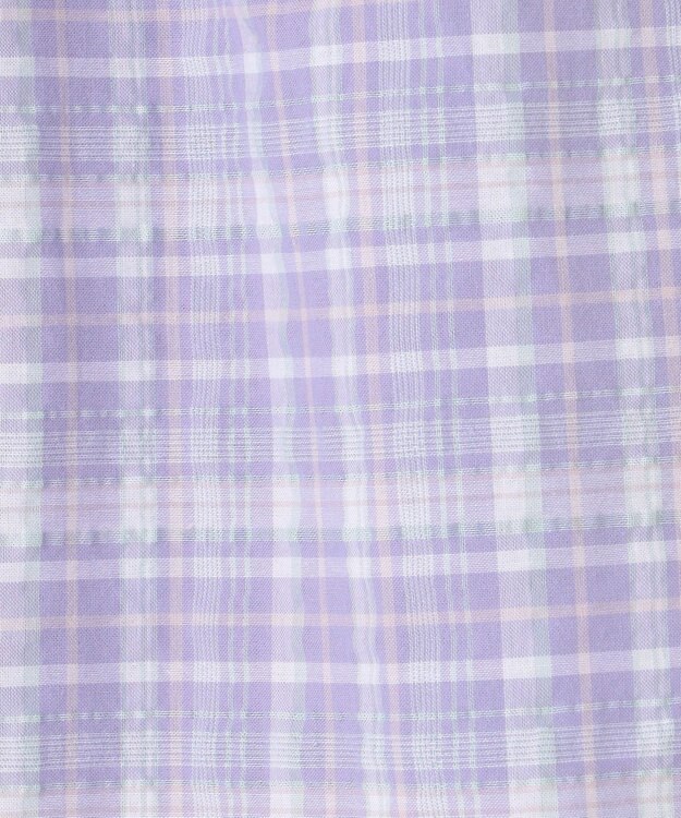 ANY KIDS オフショルダー フリル ブラウス ラベンダー系チェック