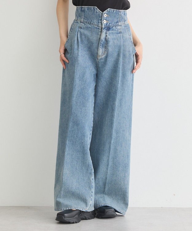 earth music&ecology ハイウエストデニムパンツ Light Indigo