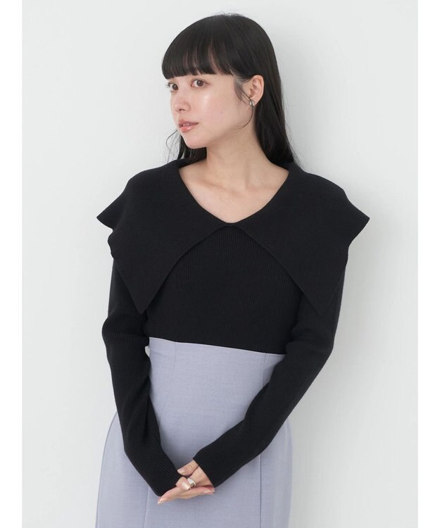 earth music&ecology ＢＩＧカラーニットプルオーバー Black