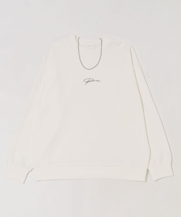 WEGO 【ユニセックス着用ITEM/2点SET/MLサイズ展開】アクセ付きフォトグラフィックプルオーバー ホワイト