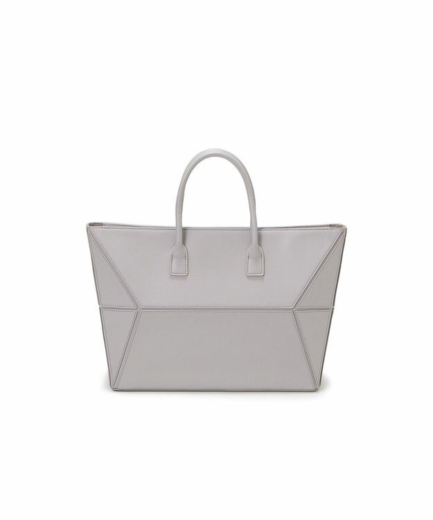 TOPKAPI 【TREASURE TOPKAPI】フェイクレザー ジオメトリック ショルダー付 トートバッグ ライトグレー