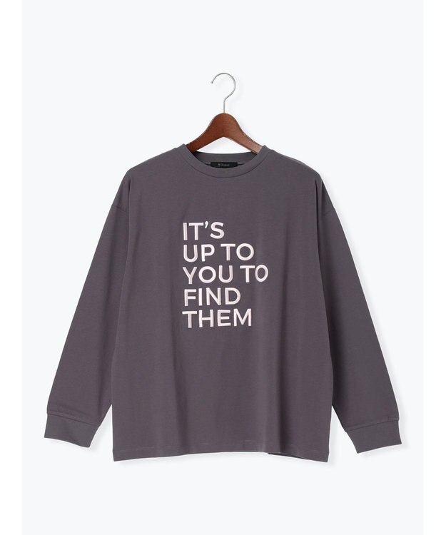 Te chichi エンブロイダリーロゴTシャツ チャコールグレー