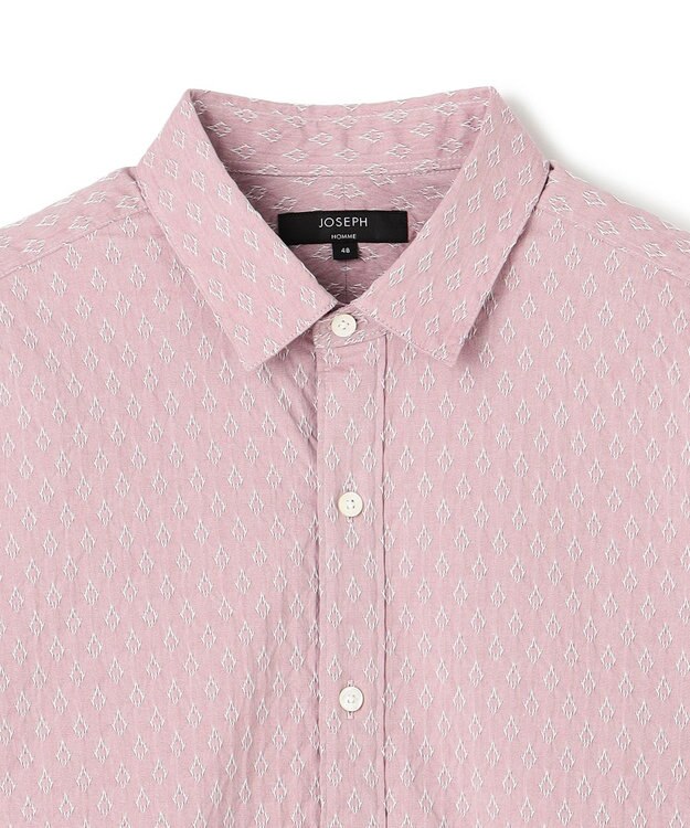 JOSEPH HOMME 新柄【ストレッチ】ハムサジャガードストレッチ　レギュラーカラー半袖シャツ ピンク系