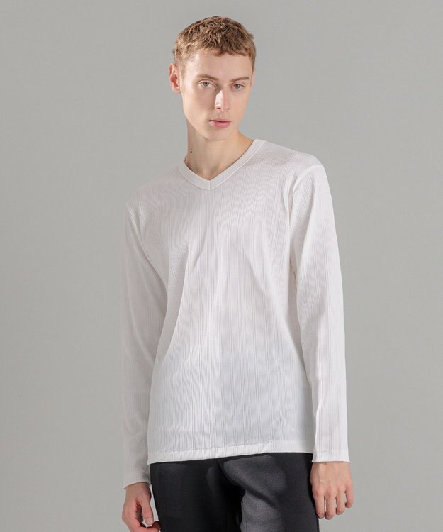 JOSEPH HOMME テックリブジャージー　Vネックカットソー ホワイト系