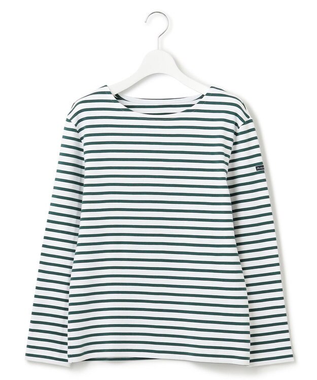 23区 【洗える】Armor-lux スムース ボーダー カットソー オフ×グリーンボーダー