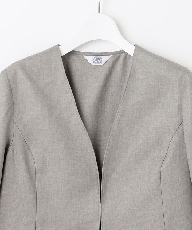 J.PRESS LADIES 【セットアップ対応・洗える・UVケア・速乾】 OXIJEWELストレッチ ノーカラー ジャケット ライトグレー系