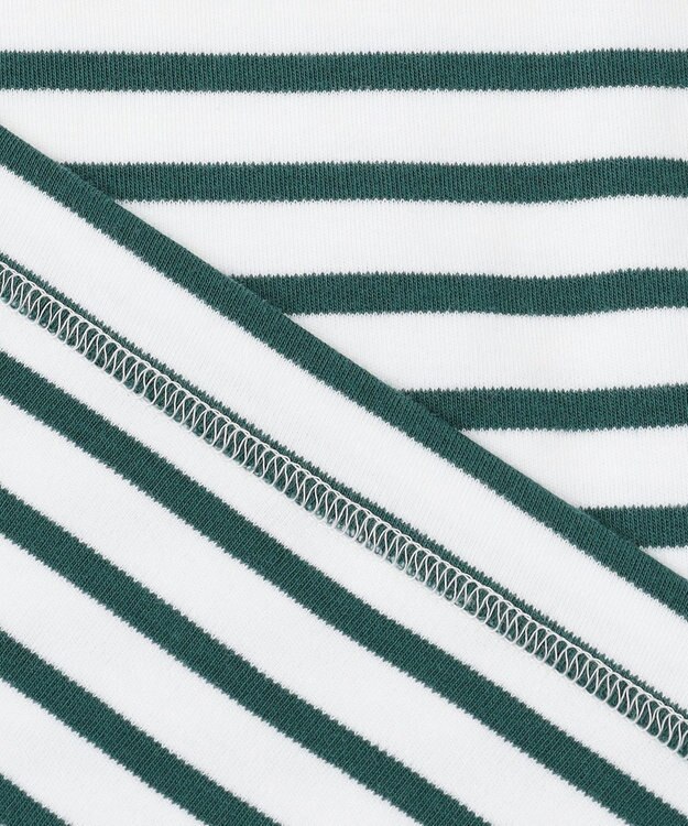 23区 S 【洗える】Armor-lux スムース ボーダー カットソー オフ×グリーンボーダー