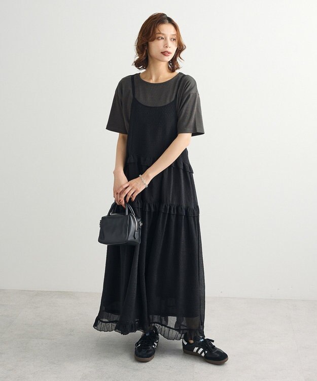 Green Parks ・Ｐｅｔｉｔ　Ｆｌｅｕｒ　シアーティアードキャミワンピ Black