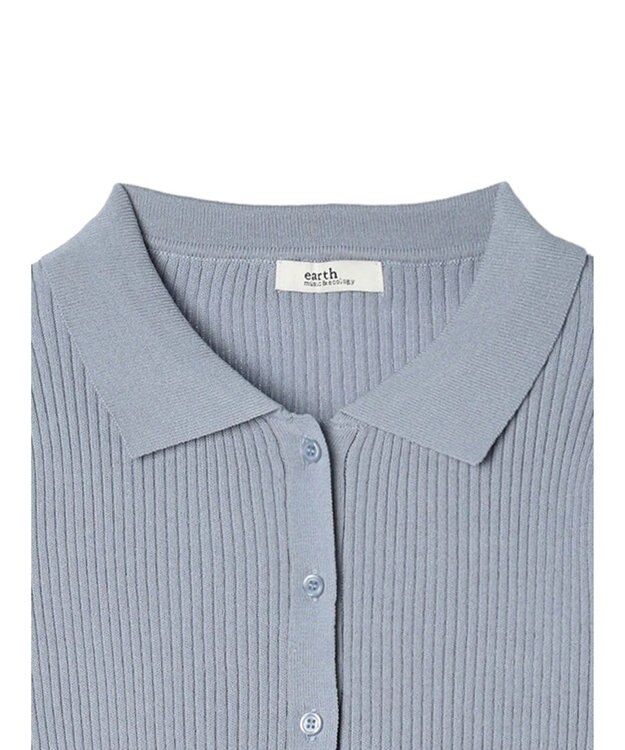 earth music&ecology リブコンパクトカーディガン Blue