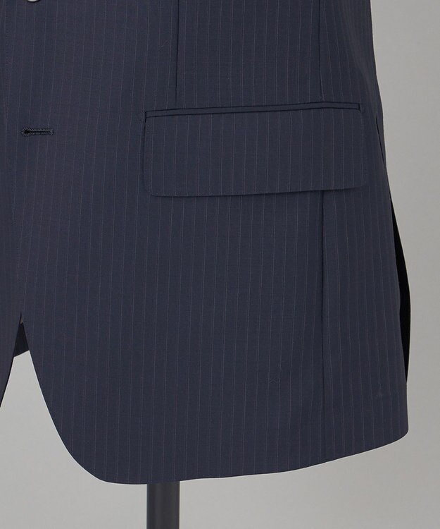 GOTAIRIKU 【御幸毛織】Superio160 ウールモヘヤシルクカシミヤ　スーツ（ネイビーストライプ） ネイビー系1