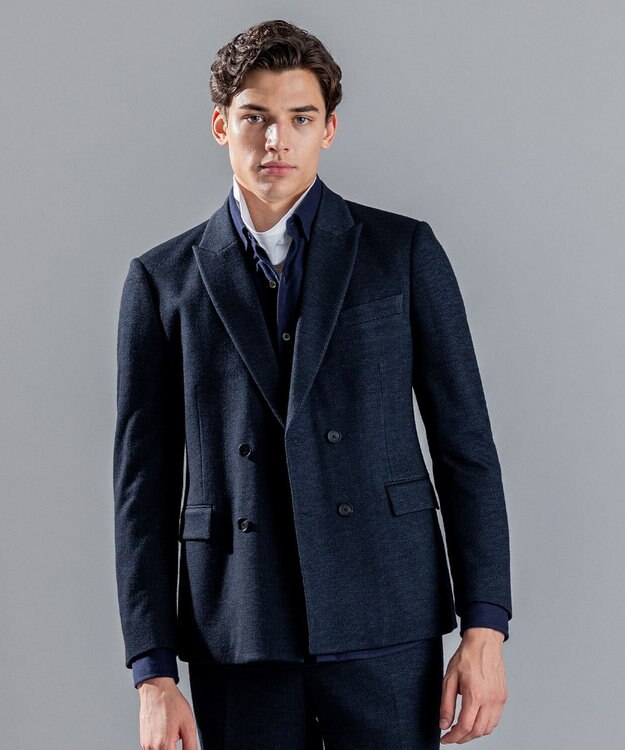 JOSEPH HOMME ドビージャージー　ダブルブレストジャケット ネイビー系