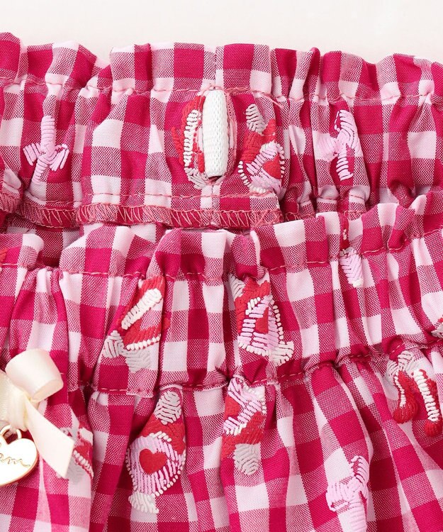 ANY KIDS ギンガム 発泡プリント スカート 赤系チェック