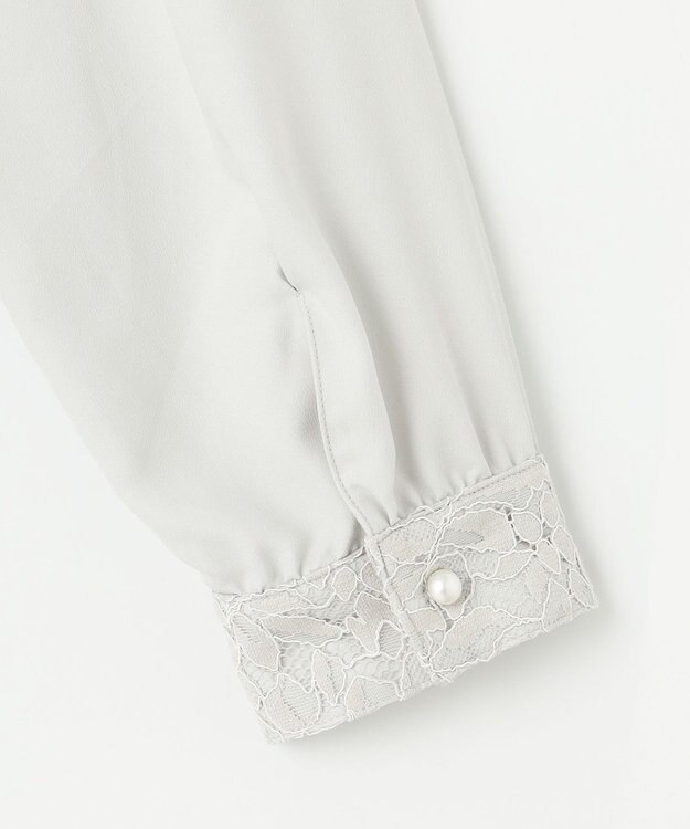 J.PRESS LADIES S 【洗える】ヌーディスバックサテン ボウタイ ブラウス ライトグレー系