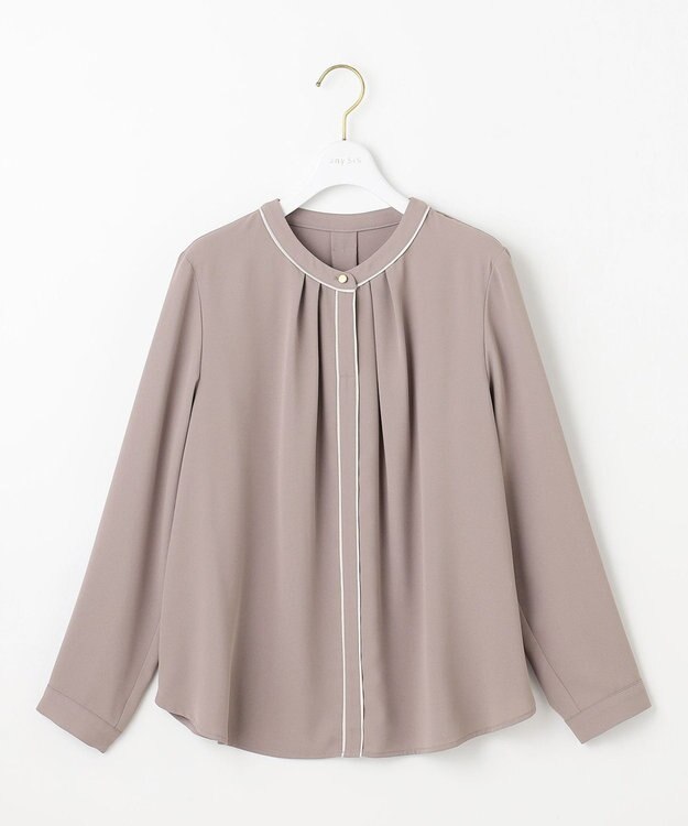 ANY SIS S 【洗える】フロントタックバイカラー ブラウス モカ