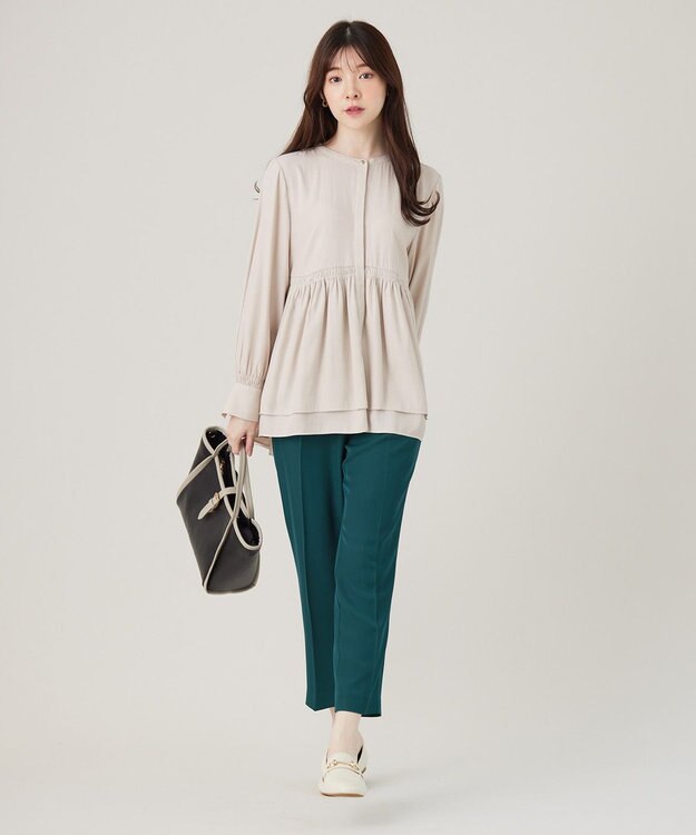 ANY SIS 【接触冷感・UVカット・速乾】コンフォートビューティサテン パンツ ディープグリーン