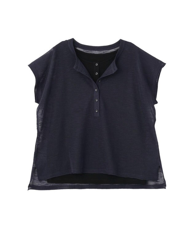 YECCA VECCA 【2点SET】ヘンリーネックスラブシアーニット Navy