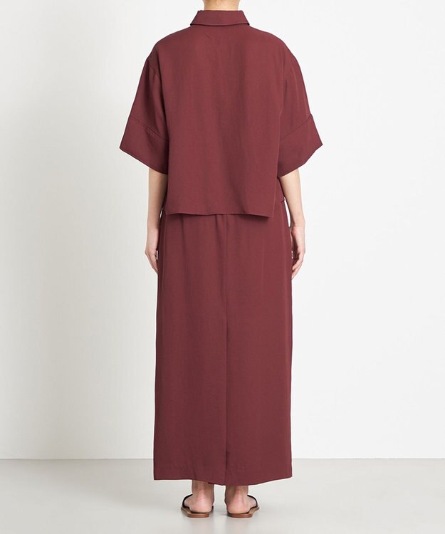 NAVE 【ReNAVE　洗える】アセテートギャバシャツ バーガンディ