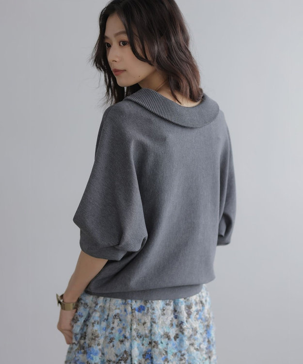 組曲 S 【加藤ローサさん着用 / 前後着用可】スムースストレッチロールネック ニット グレー系