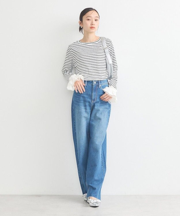 earth music&ecology フリルスリーブリブプルオーバー Border