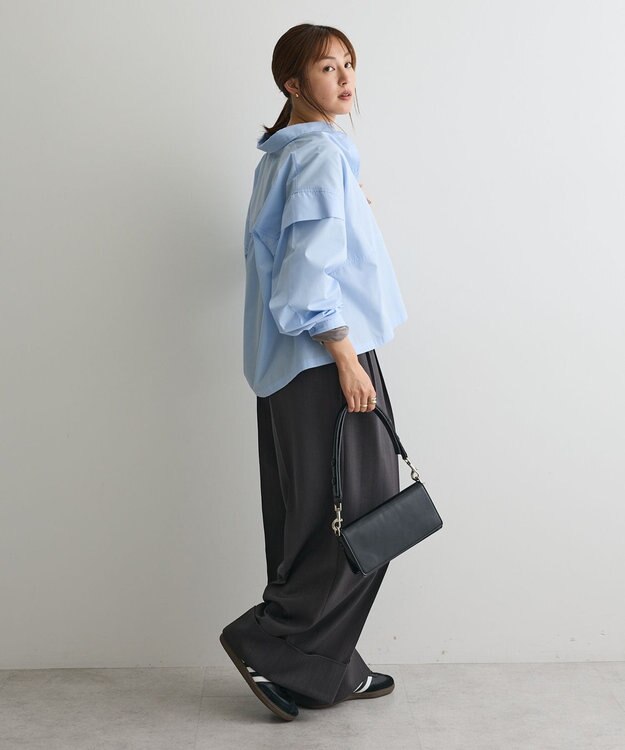 CRAFT STANDARD BOUTIQUE パネルデザインワイドシャツ Sax