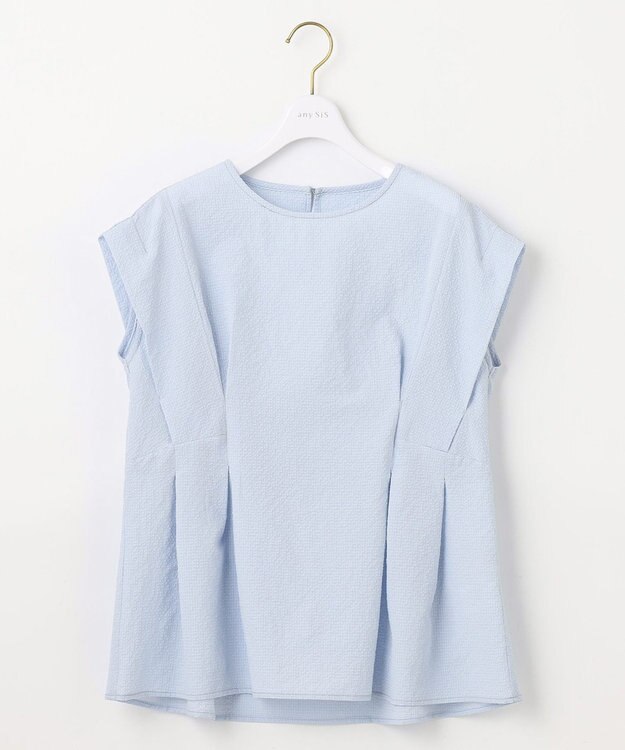 ANY SIS L 【洗える】カラミタンブラータック ブラウス サックス