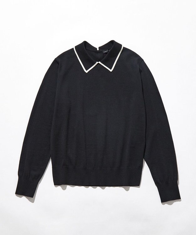 23区 S 【洗える】ウーステッドウール ポロニット ブラック系