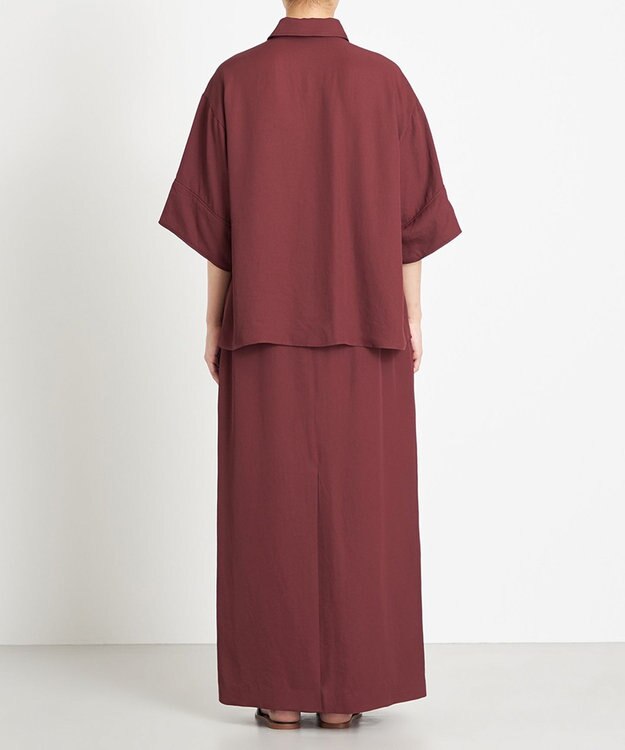 NAVE 【ReNAVE　洗える】アセテートギャバシャツ バーガンディ