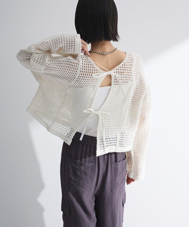 Green Parks Ｉ　前後２ｗａｙ　メッシュショート丈カーディガン Ivory