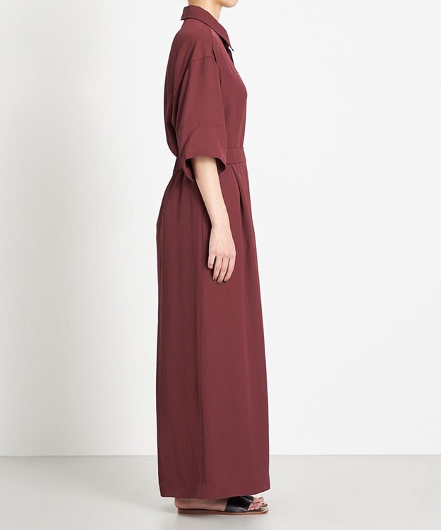 NAVE 【ReNAVE　洗える】アセテートギャバシャツ バーガンディ