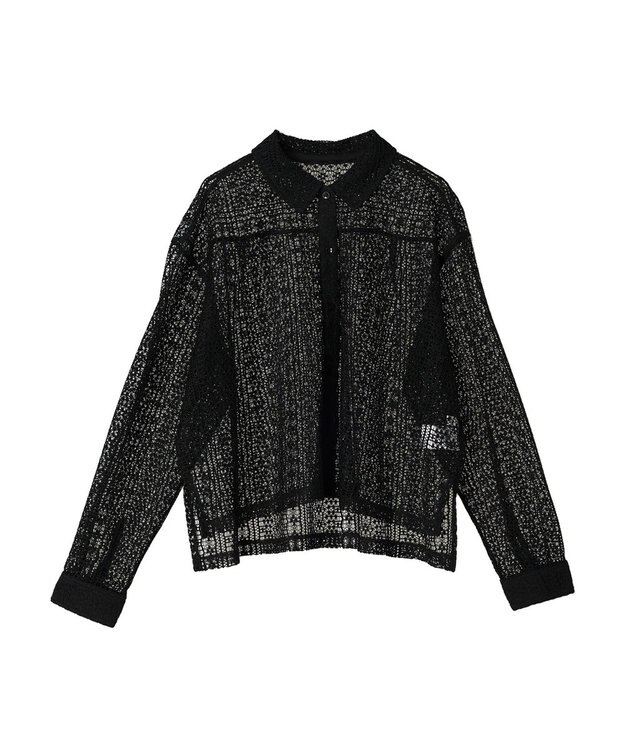 earth music&ecology レースショートシャツ Black