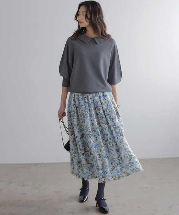 組曲 S 【加藤ローサさん着用 / 前後着用可】スムースストレッチロールネック ニット グレー系