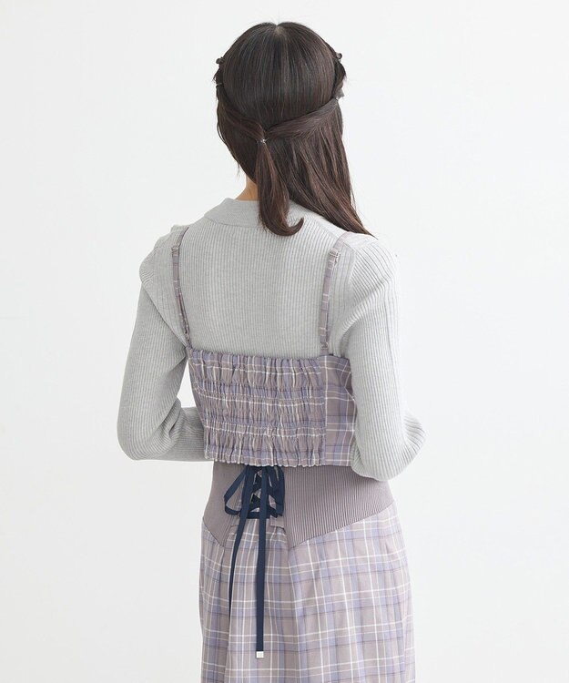 earth music&ecology リボンドレープビスチェ Check Blue