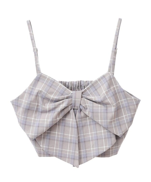 earth music&ecology リボンドレープビスチェ Check Blue