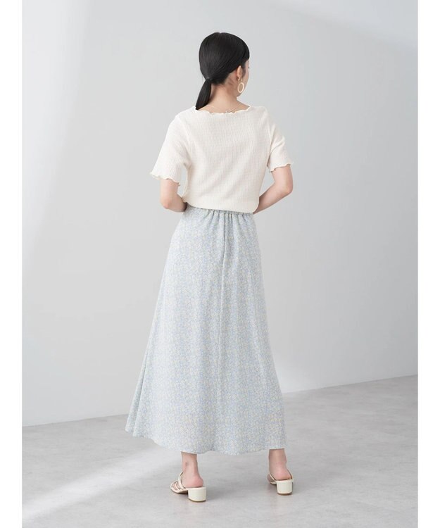 earth music&ecology フラワープリントフレアスカート Sax