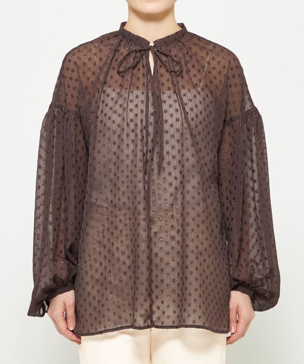 uncrave シアードットジャガード ブラウス ブラウン