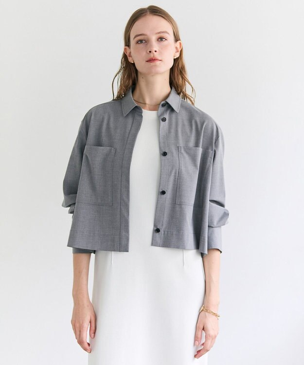 BEIGE， APOPHY / ステッチディテールショートシャツジャケット L.Gray