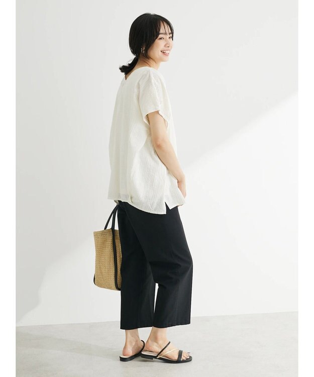 Green Parks インド綿　ＳＥＴ２点　マルチ刺繍ブラウス＋タンク Off White